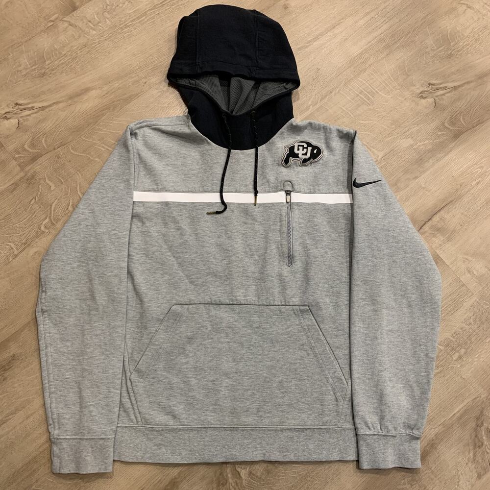 Nike CU Boulder Colorado Buffaloes Hoodie Sweatshirt Men's Large Gray Zip Pocket